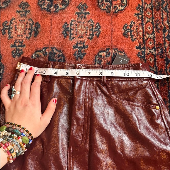 Lulu's Wine Faux Leather A-Line Mini Skirt - Picture 5 of 7